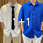 1+1 남자린넨셔츠 여름남방 구김없는 링클프리 반팔셔츠 : 아트샵7