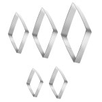 다이아몬드 쿠키 커터 스테인리스 스틸 기하학 실버 마름모 세트 다양한 크기(5인치, 4인치, 3인치, 2인치, 1인치) : 마켓써니365