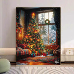 페인팅 크리스마스 트리 거실 장식 풍경화 diy 명화그리기 그림 색칠하기 취미 유화 캔버스 : 바스케토피아