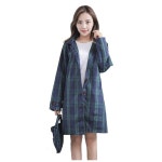 여성용 체크무늬 레인코트 롱 자전거용 보관백 gr n Medium : 주니안스토어1012