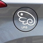주유구스티커 천사날개 LPG 우측형 화이트 혼유예방 차스티커 : 브샘