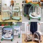 펫캐리어 투명 이동장 고양이 강아지 바구니 바퀴 이동가방 캡슐 산책가방 : 얌얌해외구매대행