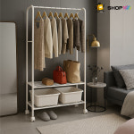 샵100 마망드 행거 선반 2단 철제 옷장 이동식 스탠드 옷걸이 미니 행거 : 샵100