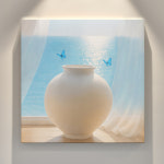 풍수 복들어오는 다복 달항아리 힐링 창문 MOC-빛 달항아리 캔버스액자 대형30호 [72.7x72.7cm] : 인메이블