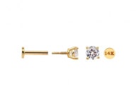 [ 고객님 특별 주문 ] 14K 골드 1부 5리 3.5mm 랩 그로운 양식 다이아몬드 이중 튜브 4발 프롱 세팅 인터널 라블렛 피어싱- LGD 감정서 첨부... 