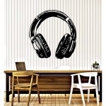 비닐 월 데칼 틴 룸 헤드폰 음악 노래 가수 스티커 벽화 큰 장식 (g4938) 블랙 L 28.5 in X 30.4 in : 박씨문제비