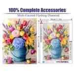 성인용 플라워 다이아몬드 아트 키트, 초보자를 위한 5D 플로어스 페인팅 DIY 도트 키트 거실용 보석 공예 사무실 홈 월 장식 12x16 인치... 