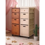 이동식 틈새수납장 원목 4단7단 서랍장 수납장 20cm 좁은 장식장 티크 상판 7단 5단 : 인플라토