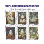 캔리치샵 6팩 성인용 할로윈 5D 다이아몬드 아트 페인팅 키트, 초보자용 고스트 풀 드릴 점, 보석 공예품 벽 장식 12x16인치 : 와이엠인콘