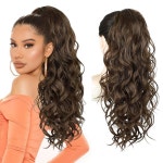 HMD 포니테일 익스텐션, 24인치 클로 클립 웨이브 익스텐션 합성 헤어 익스텐션으로 여성용 플러피 내추럴 소프트 헤어피스 데일리... 