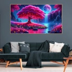 5D 대형 다이아몬드 아트 페인팅, 성인용 랜드스케이프 문 키트, DIY 풀 드릴 크리스탈 및 공예, 홈 월 장식이 있는 트리 폭포 페인팅 27 5x15... 