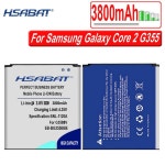 HSABAT EB-BG355BBE 3800mAh 배터리, 삼성 호환에 적합한 갤럭시 코어 2 G355 G3588V SM-G355 신제품 : 제이피시스템직구
