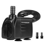비보선 480GPH 잠수 펌프 1800L/H, 25W , 7 2피트 높이의 초조용한 물 펌프, 5피트 전원 코드의 분수 어항용 노즐 3개, 수족관, 조각상... 