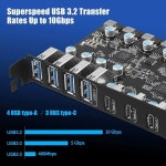 20Gbps 대역폭 7 USB 포트 Type-A 4개 및 Type-C 3개 , 데스크톱 PC용 PCI Express PCIe 카드가 포함된 FANBLACK to 3 2 Gen 카드... 