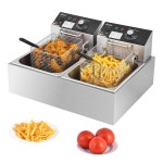 깊은 튀김기 바스켓 , 3400w 9 1Qt 오일 탱크/4Qt x 2, 가정 및... 스틸 조리대 전기 튀김기, 온도 조절 이중 과열 방지 기능 6L : IvorySouth