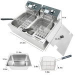 깊은 튀김기 바스켓 , 3400w 9 1Qt 오일 탱크/4Qt x 2, 가정 및... 스틸 조리대 전기 튀김기, 온도 조절 이중 과열 방지 기능 6L : IvorySouth