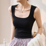 베이직 모던 슬림 크롭 나시티 블랙 여성용 캡내장 민소매 티셔츠 : 신나라 우리하루