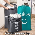 더러운 옷 보관 가방 미소 모양 나일론 세탁 다운 코트 Drawstring 클로저 여행 : 오케이상사사