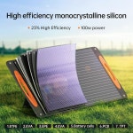 발전소 태양광 발전기용 100W 휴대용 접이식 패널 19.8V, 고효율 단결정 USB-A, USB-C 및 캠핑 밴 RV 트립 루프탑용 조절식 킥스탠드... 