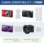와사비 파워 배터리(2팩) 및 충전기 캐논 NB-11L, NB-11LH 파워샷 A2300 IS, A2400 A2500, A2600 A3500 A4000 ELPH 110 HS, 11... 