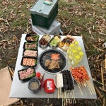 접이식 가정용 바베큐 테이블 불판식탁 고기테이블 야외용 휴대용 캠핑 홈파티 고깃집 카키 접이식 : 글로리샵55