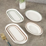 일반접시 플래터 그릇 플레이팅 식기 트레이 턱스톤 그린베이 A.P00278그린엣지 투톤 라인 플레이트 : 푸른도마뱀