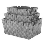 휘트모어 직조 스트랩 보관 바구니 S/3-그레이 10 L x 12 W x 8 H Black : 초연담다