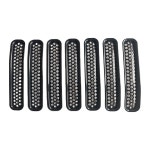 힐로펙시 7pcs 메쉬 그릴 전면 트림 허니콤 1997년 Jeep TJ 랭글러 1998년 1999년 2000년 2001년 2003년 2004년 2006년(블랙)용 커버... 
