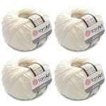 4 Skines YarnArt 청바지 55 면 45 아크릴 실 블렌드 실로 뜨개질 손 아트 로트 4skn 200gr 696야드 3-크림 62-Optic : 하늘공간 길