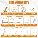 Mankkk 202PCS 헤비 듀티 히치 핀 클립 모음 키트 - 트랙터, 린치, PTO, R 클립, 농장 트랙터용 헤어 핀, 트레일러, 트럭, 부착물, 잔디 깎는... 