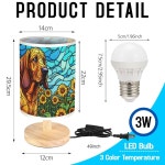 44메모리 블러드하운드 테이블 램프 LED 3색 프레스 침대 옆자리, 침실 거실 책상 사무실용 나무 받침대가 있는 강아지 그늘막 1... 