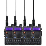 BAOFENG UV-5R 양방향 라디오 핸드헬드 햄 듀얼 밴드 워키 토키(고이득 안테나 포함) (4PACK, 블랙) 5R+D15-4PACK : F-LEX-상점