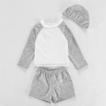 남아 래쉬가드 수영복, 긴 소매, 태양 격자 무늬 프린트,자외선 차단 수영복,  비치웨어 태양색 75-85cm (H0350) : 주식회사 미로