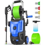 전동 압력 세척기 4800 PSI 33FT 호스 릴이 장착된 4 0GPM 휴대용 파워 : 블루1