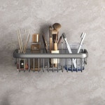 무타공 욕실선반 화장실 수납 욕실정리 벽걸이 선반 접착식 수납바구니 전동도금색 30 CM 펀칭 : 달음길