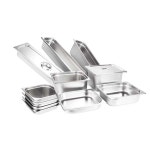 스테인레스 사각 밧드 업소용 반찬통 좁고 긴 용기 용품 2/3 분지 뚜껑 : 하버홀세일