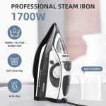 IronDAY 의류용 스팀 다리미 급속 가열, 1700W 다리미, 논스틱 세라믹 밑창 플레이트, 3방향 자동 꺼짐, 스팀 폭발, 셀프 클리닝, 14 07온스... 