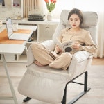 바퀴달린집의자 리클라이닝 체어 PC방 거실 썬베드 수영장 흔들 쇼파 야외용 베이지 58cm : 글로리샵55