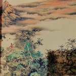 중국 오래된 긴 스크롤 잉크 수채화 그림 장대천의 태산에 대한 송시 : 제케물산