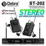 ST-202 프로페셔널 무선 인이어 모니터 시스템 스테레오 블루투스 5.0 상의재 무대 공연용 듀얼 채널 송신기 : 미주나인