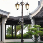 LED2m검정색 2구 마당 전원주택 태양열 유럽풍 검정 태양광 가로등 단일 야외조명 1 미니 육각 2m 트윈 블랙 두꺼운 가로대 : 럭스레인6