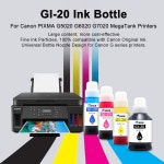 Printers Jack 호환 캐논 GI-20 GI20 리필 잉크 병 키트, PIXMA G5020 G6020 G7020 MegaTank 프린터용 : 온슈어마켓