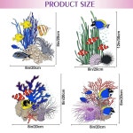 밑 변기 4PCS 셀프 접착 컬러풀 라이프 뚜껑 데칼 DIY 탈착식 물고기 해초 산호 스티커 수조 욕실 WC 화장실 전원 스위치 홈 데코... 