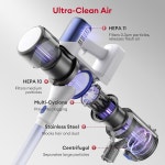 Ultenic 무선 진공 청소기, 45KPa 500W 모터 스틱 충전식, 먼지 감지를 위한 그린 라이트, 1L 더스트 컵이 있는 셀프 스탠딩 디자인, 가정... 