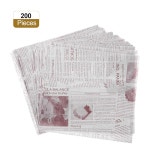 HARFINGTON 200피스 왁스 페이퍼 시트 22.1 x 22.1cm(8.75 8.75인치) 오래된 신문 스타일 식품 포장지 샌드위치, 베이킹, 피크닉, 빵, 햄버거... 