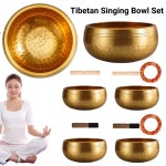 티베트 싱잉볼 세트 명상 싱잉볼 요가 명상 찬송 싱잉볼 요가 차크라 힐링 마음챙김 스트레스 해소 : 원테크.