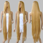 130cm 51 긴 라푼젤 얽힌 빛 황금 스트레이트 코스프레 헤어 : 제케물산
