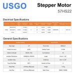 USGO Leadshine 스테퍼 모터 57HS22 NEMA 23 2상 전류/단계 5.6A 길이 81mm 샤프트 : 오니8