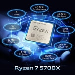AMD 라이젠 7 5700X 8코어 16스레드 3.4GHz L3=32M 프로세서 65W 소켓 새 상품 DDR4 (팬 미포함) : 동백산업