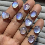 유닛 원피스 925 실버 천연 플래시 문스톤 크리스탈 보석 선물용 손가락 반지 : 제케물산